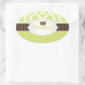 PixDezines sleutel limoen cupcake + damask / DIY k Ovale Sticker (Tas)