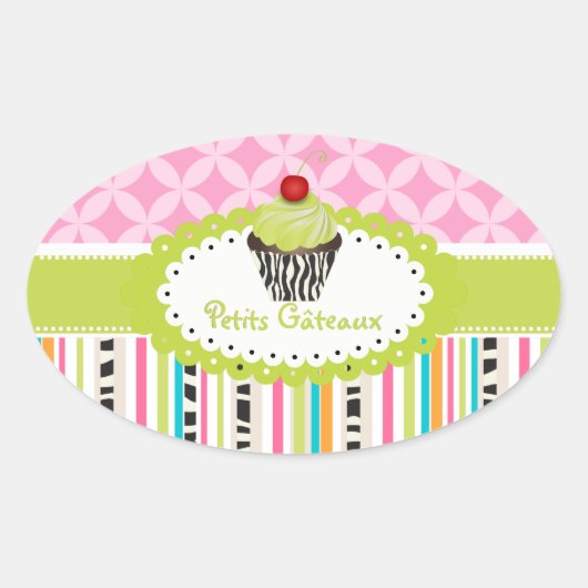 PixDezines sleutellijn wervelingen cupcake/DIY kle Ovale Sticker (Voorkant)