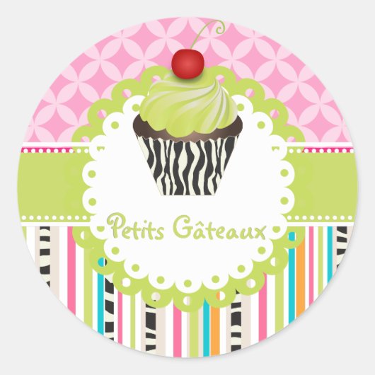 PixDezines sleutellijn wervelingen cupcake/DIY kle Ronde Sticker (Voorkant)