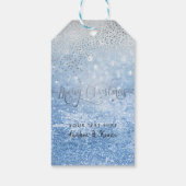 PixDezines Sneeuw Bokeh+Confetti Vrolijk kerstfees Cadeaulabel (Achterkant)