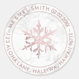 PixDezines SNEEUWVLOK FAUX ROOS GOUDEN FOLIE/MARME Ronde Sticker