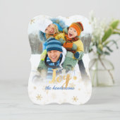 PixDezines sneeuwvlokken/goud/vakantiekaarten Feestdagenkaart (Staand voorkant)