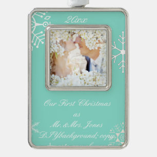 PixDezines Sneeuwvlokken Kerstman/Kerstvrouw doe-h Verzilverd Omlijst Ornament