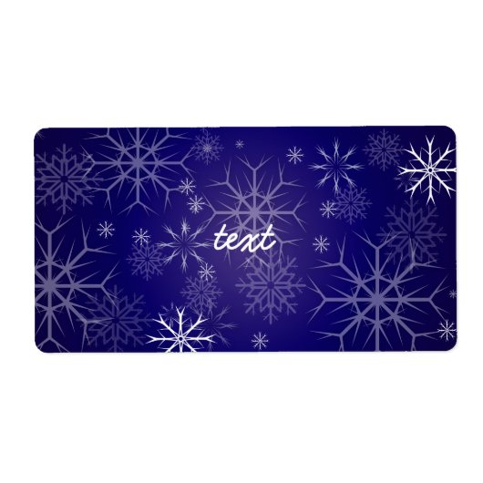 PixDezines Sneeuwvlokken Wit + Blauw Etiket (Voorkant)