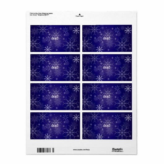 PixDezines Sneeuwvlokken Wit + Blauw Etiket (Full Sheet)