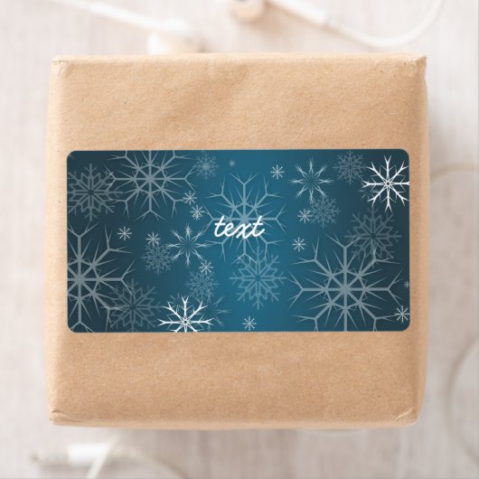 PixDezines Sneeuwvlokken Wit + Blauwgroen Etiket (Insitu)