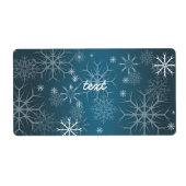 PixDezines Sneeuwvlokken Wit + Blauwgroen Etiket (Voorkant)