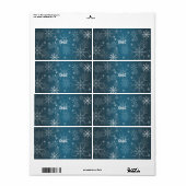 PixDezines Sneeuwvlokken Wit + Blauwgroen Etiket (Full Sheet)