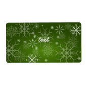 PixDezines Sneeuwvlokken Wit + Groen Etiket (Voorkant)