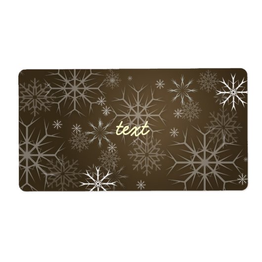 PixDezines Sneeuwvlokken Wit + Mocha Etiket (Voorkant)