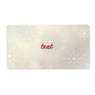 PixDezines Sneeuwvlokken Wit + Parel Etiket