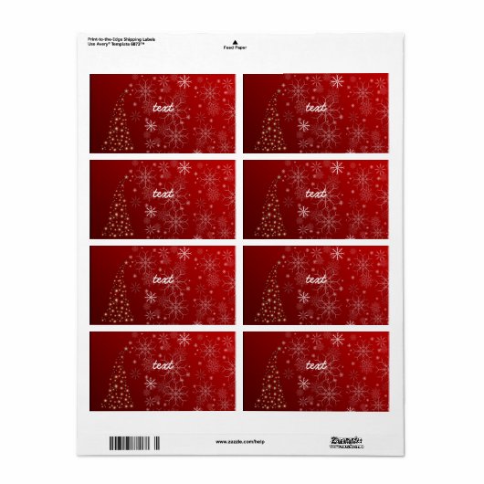 PixDezines Sneeuwvlokken Wit + Rood Etiket (Full Sheet)