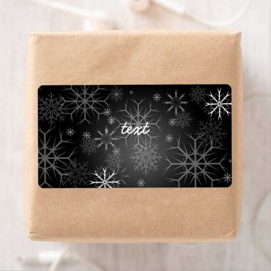 PixDezines Sneeuwvlokken Wit + Zwart Etiket (Insitu)
