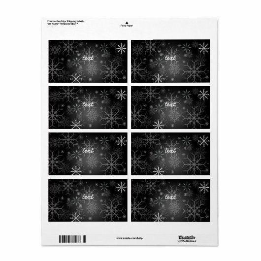 PixDezines Sneeuwvlokken Wit + Zwart Etiket (Full Sheet)