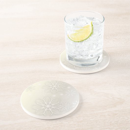 PixDezines Snowflake, Aangepaste achtergrond Zandsteen Onderzetter (Zijkant)