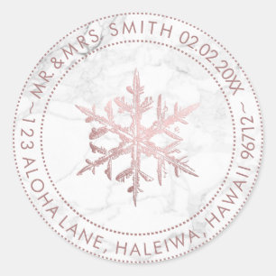 PixDezines SNOWFLAKE NEP ROSE GOUD FOLIE/MARMER Ronde Sticker