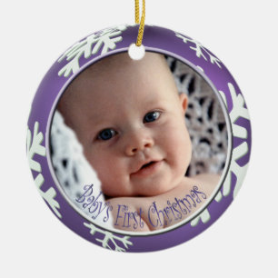 PixDezines Snowflakes Baby's Eerste Kerstmis Keramisch Ornament