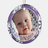 PixDezines Snowflakes Baby's Eerste Kerstmis Keramisch Ornament (Links)