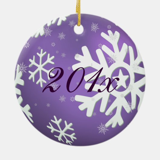 PixDezines Snowflakes Baby's Eerste Kerstmis Keramisch Ornament (Achterkant)