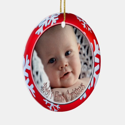 PixDezines Snowflakes Baby's Eerste Kerstmis Keramisch Ornament (Rechts)