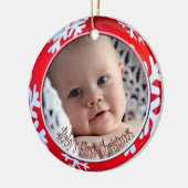 PixDezines Snowflakes Baby's Eerste Kerstmis Keramisch Ornament (Links)