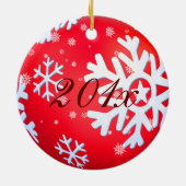 PixDezines Snowflakes Baby's Eerste Kerstmis Keramisch Ornament (Achterkant)