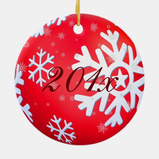 PixDezines Snowflakes Baby's Eerste Kerstmis Keramisch Ornament (Achterkant)