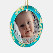 PixDezines Snowflakes Baby's Eerste Kerstmis Keramisch Ornament (Rechts)