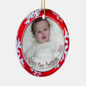 PixDezines Snowflakes Baby's Eerste Kerstmis Keramisch Ornament (Rechts)