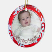 PixDezines Snowflakes Baby's Eerste Kerstmis Keramisch Ornament (Links)