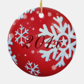 PixDezines Snowflakes Baby's Eerste Kerstmis Keramisch Ornament (Achterkant)