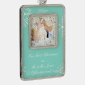 PixDezines Snowflakes de heer Mrs. Verzilverd Omlijst Ornament (Rechts)