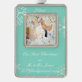 PixDezines Snowflakes de heer Mrs. Verzilverd Omlijst Ornament