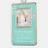 PixDezines Snowflakes de heer Mrs. Verzilverd Omlijst Ornament (Links)