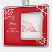 PixDezines Snowflakes First Kerstmis/DIY-kleur Verzilverd Omlijst Ornament (Links)