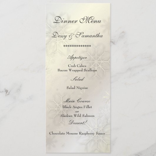 PixDezines Snowflakes op ijs, Menu (Voorkant)