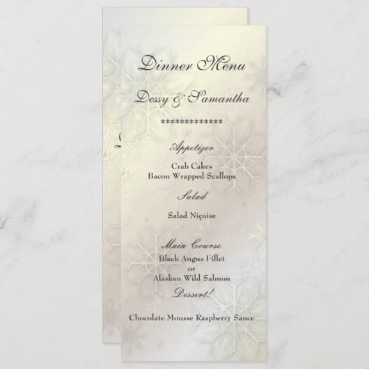 PixDezines Snowflakes op ijs, Menu (Voorkant / Achterkant)