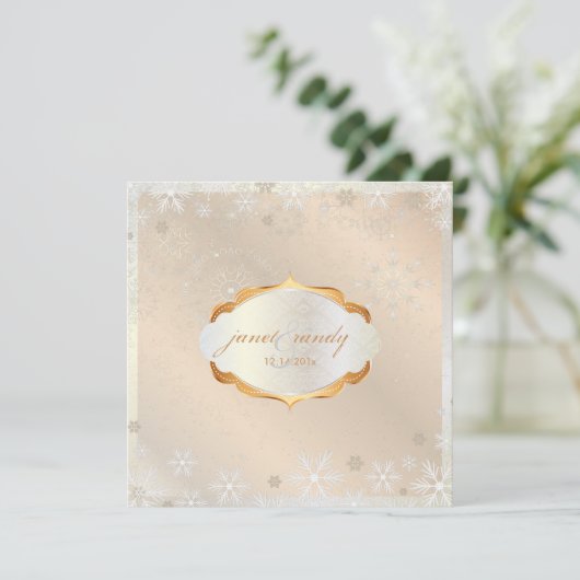 PixDezines Snowflakes, roze champagne op ijs Kaart (Staand voorkant)