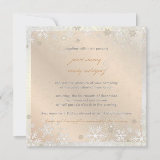 PixDezines Snowflakes, roze champagne op ijs Kaart (Achterkant)