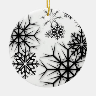 PixDezines Snowflakes White + Black Keramisch Ornament