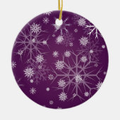 PixDezines Snowflakes White + Plum Keramisch Ornament (Voorkant)