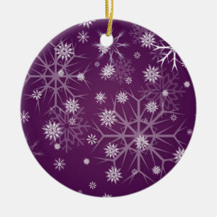 PixDezines Snowflakes White + Plum Keramisch Ornament