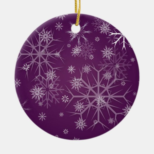 PixDezines Snowflakes White + Plum Keramisch Ornament (Voorkant)