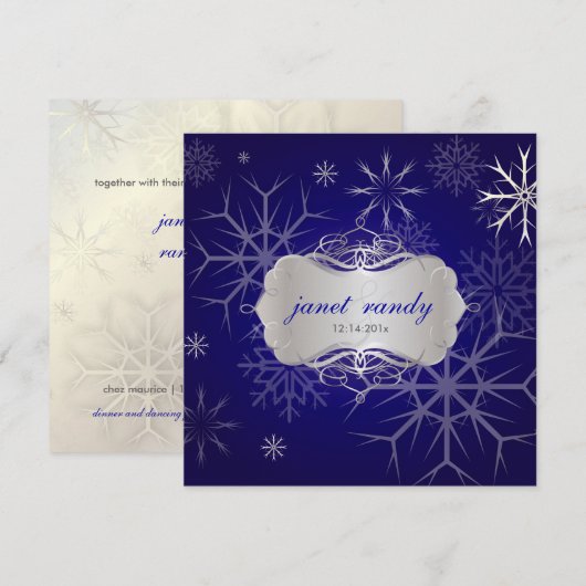 PixDezines SNOWFLAKS/WINTER WEDDING/DIY INDIGO Kaart (Voorkant / Achterkant)