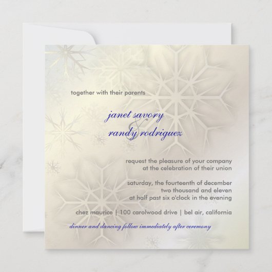 PixDezines SNOWFLAKS/WINTER WEDDING/DIY INDIGO Kaart (Achterkant)