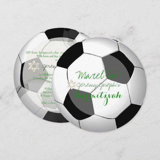 PixDezines soccer bar mitzvah/DIY kleur Kaart (Voorkant / Achterkant)