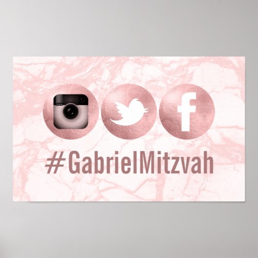 PixDezines Social Media Hashtag, Feestposter Poster (Voorkant)