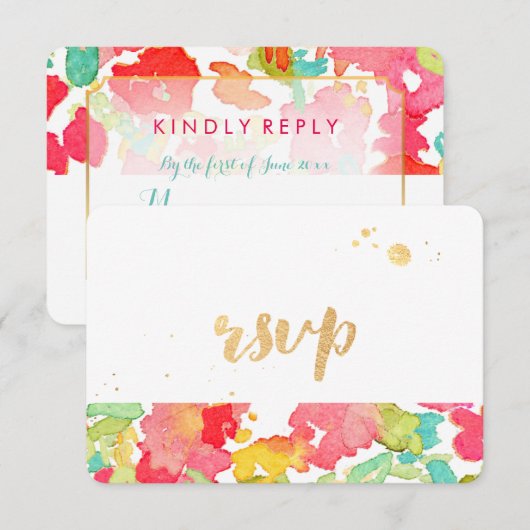 PixDezines sophie's garden/floral/rsvp RSVP Kaartje (Voorkant / Achterkant)