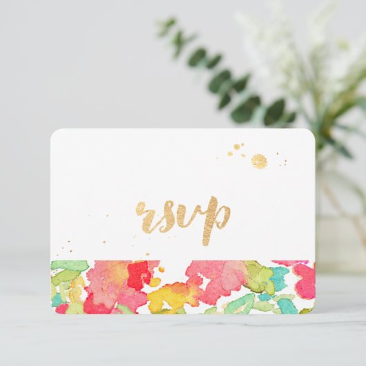 PixDezines sophie's garden/floral/rsvp RSVP Kaartje (Staand voorkant)
