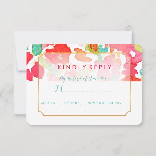 PixDezines sophie's garden/floral/rsvp RSVP Kaartje (Achterkant)